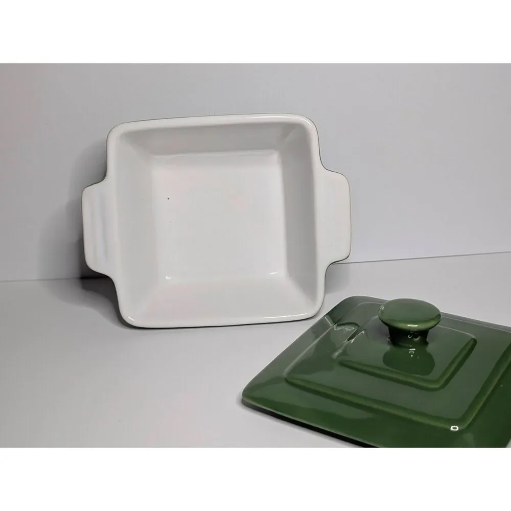 Green Ceramic Covered Mini Casserole Dish 6